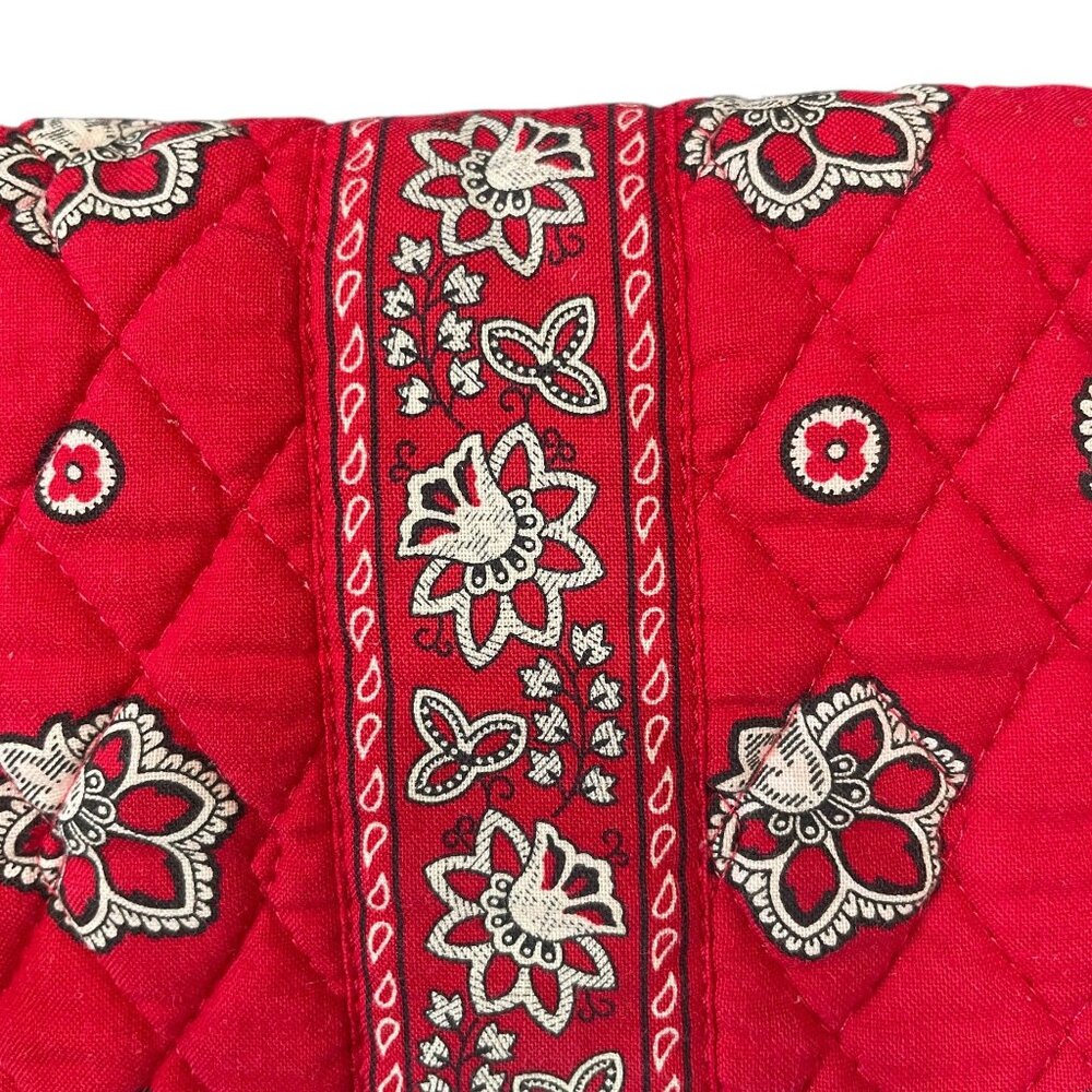Vera Bradley Red Floral Quilted Shoulder Bag Crossbody Paisley Cotton Purse - Picture 7 of 9